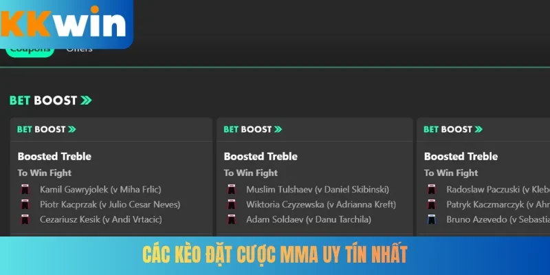Các kèo đặt cược MMA uy tín nhất