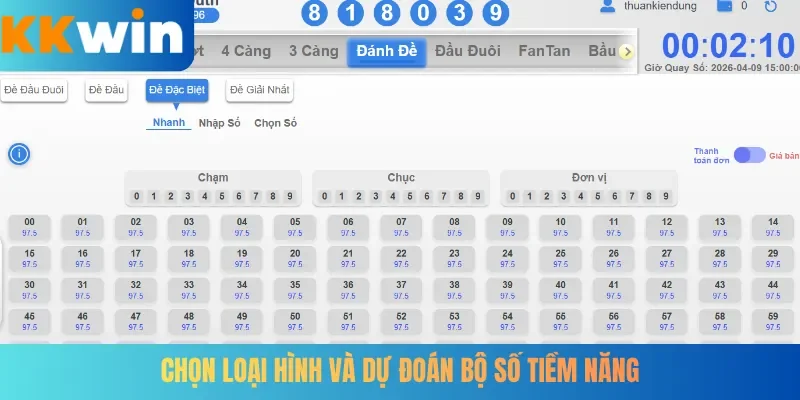 Chọn loại hình và dự đoán bộ số tiềm năng