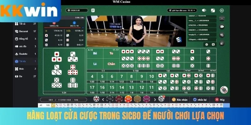 Hàng loạt cửa cược trong sicbo để người chơi lựa chọn