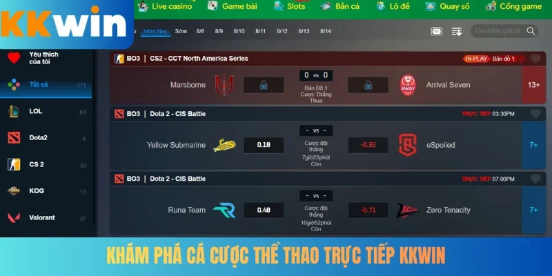 Khám phá cá cược thể thao trực tiếp KKWIN