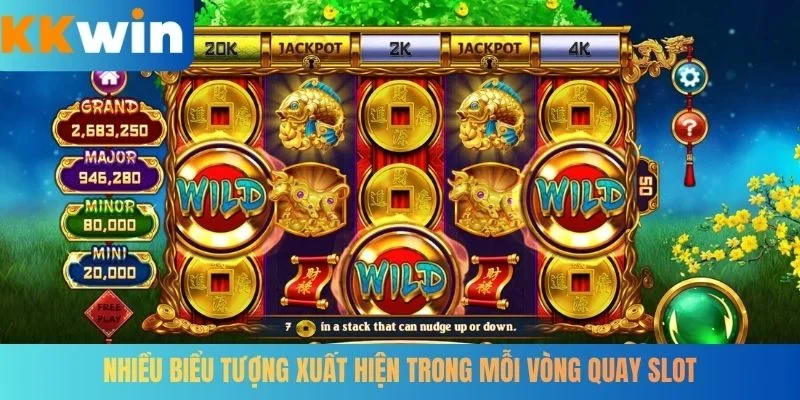 Nhiều biểu tượng xuất hiện trong mỗi vòng quay slot