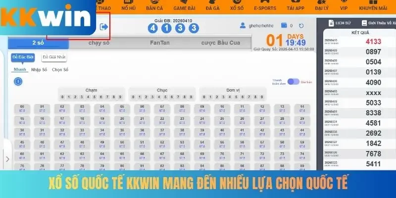 Xổ số quốc tế KKWIN mang đến nhiều lựa chọn quốc tế
